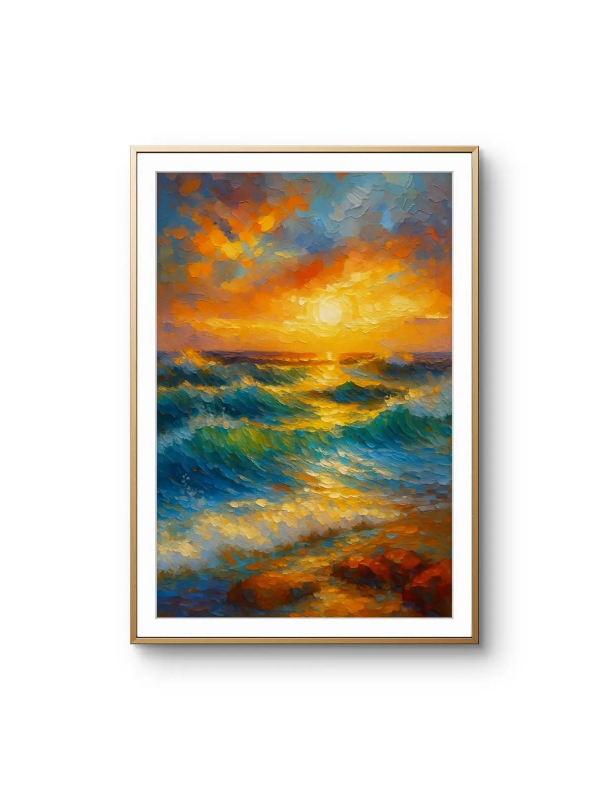 Elena Aureli - Sunset Over the Ocean — Medios mixtos lámina artística finos por Elena Aureli