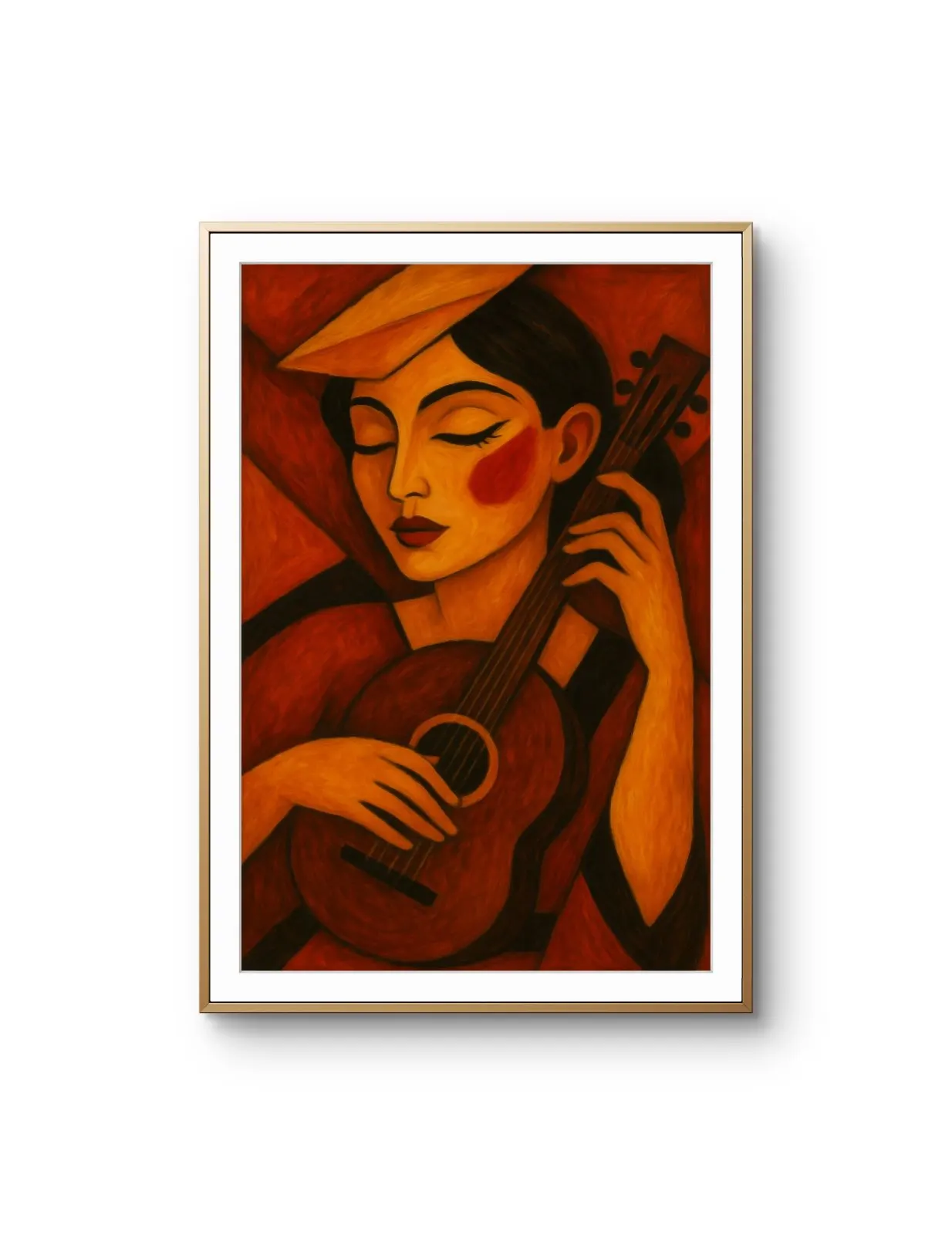 Elena Aureli - The Guitarist in Warm Tones — Medios mixtos lámina artística finos por Elena Aureli