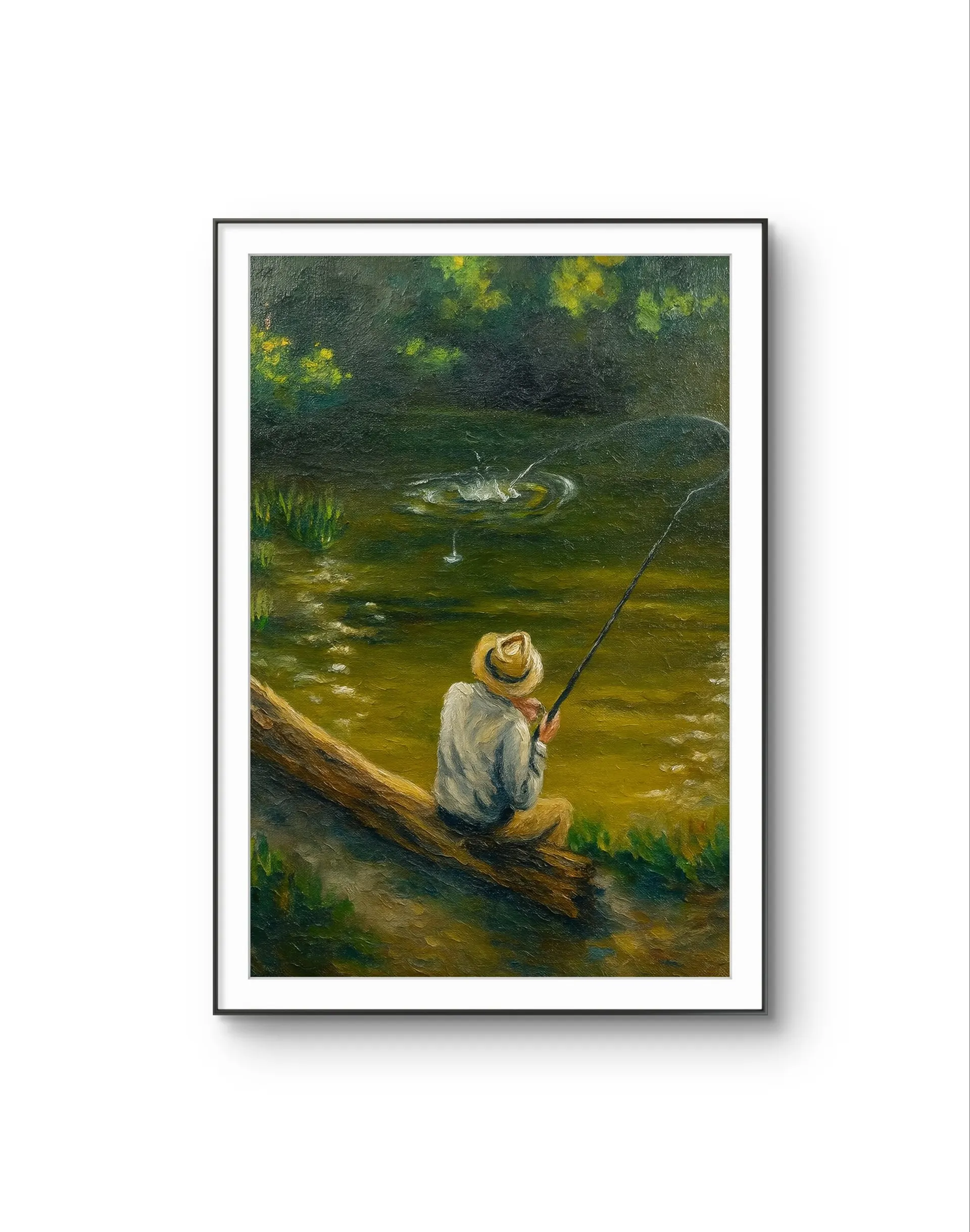 Henri des Bois - The Quiet Catch — Medios mixtos lámina artística finos por Henri des Bois