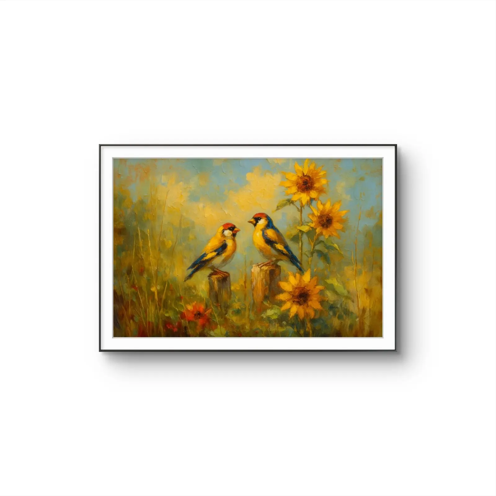 Henri des Bois - Whispers of the Sunflowers — Medios mixtos lámina artística finos por Henri des Bois